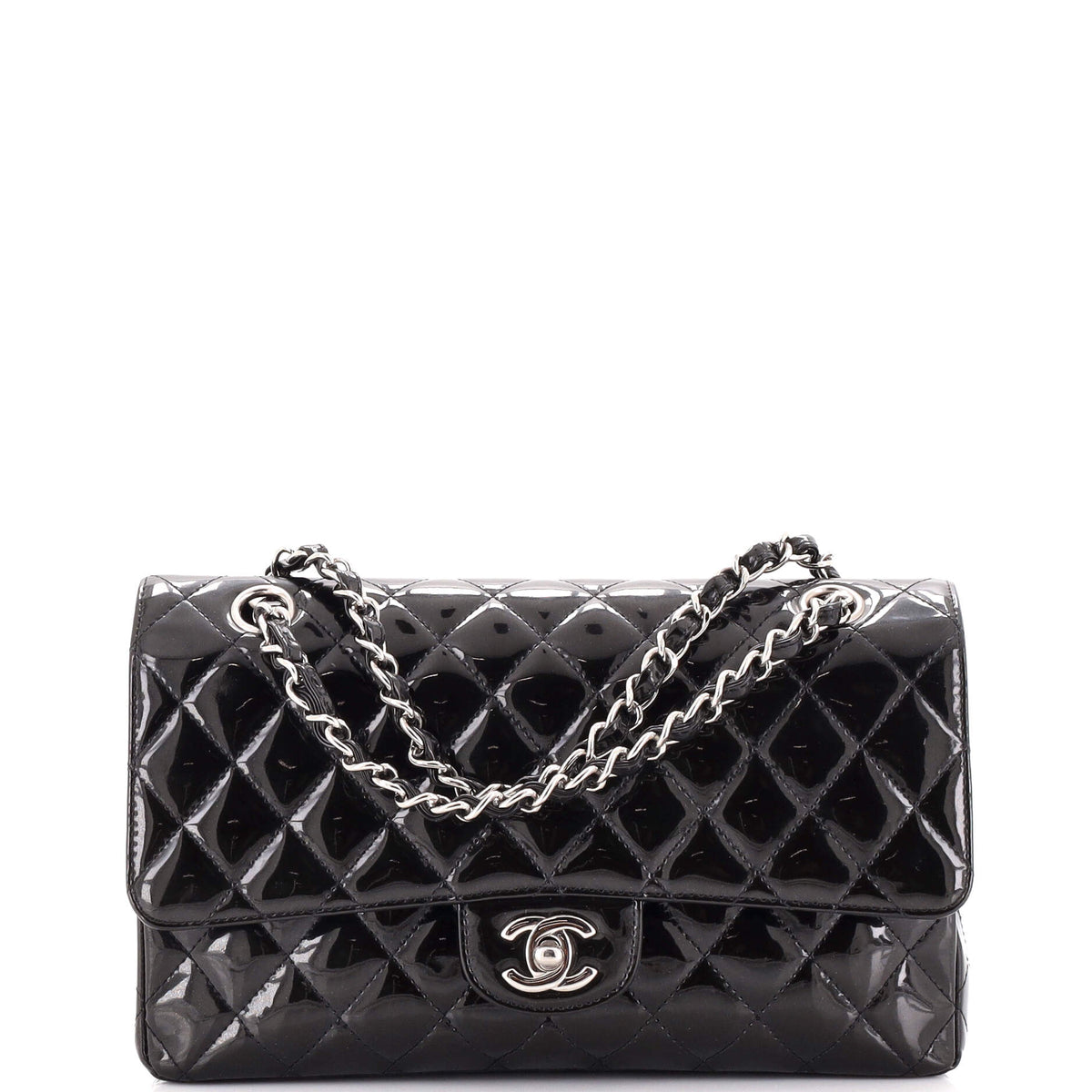 Chanel CHANEL Vintage Classic Double Flap Bag Quilted Glitter Patent Medium