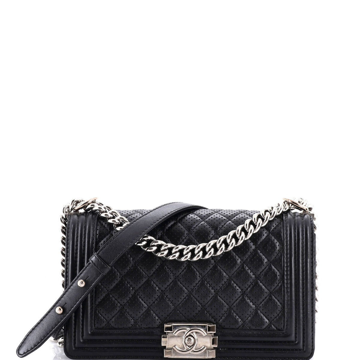 Chanel CHANEL Boy Flap Bag Quilted Perforated Lambskin Old Medium