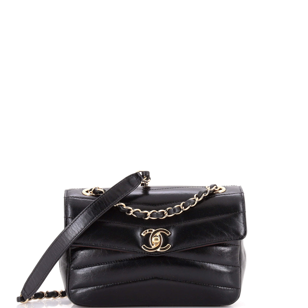Chanel CHANEL Miroir Flap Bag Chevron Shiny Lambskin Small