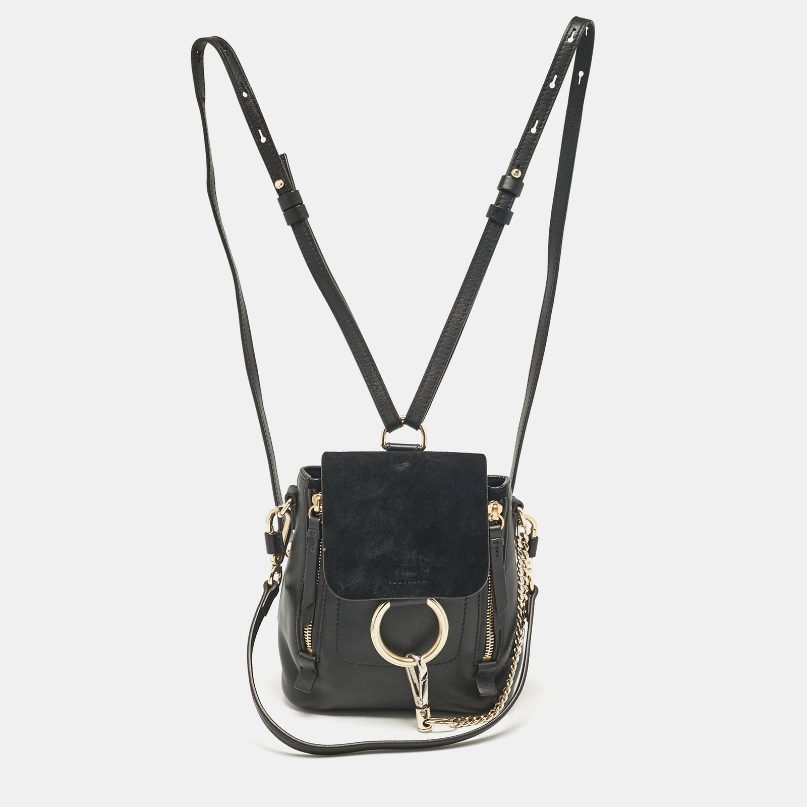 Chloe Schwarzer Mini-Rucksack Faye Daye aus Leder und Wildleder