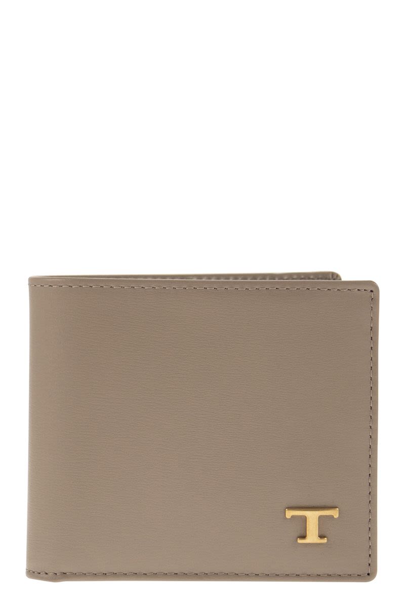 Tod's Men's Leather Wallet With Logo in Beige | XAMTSYC0300RLO