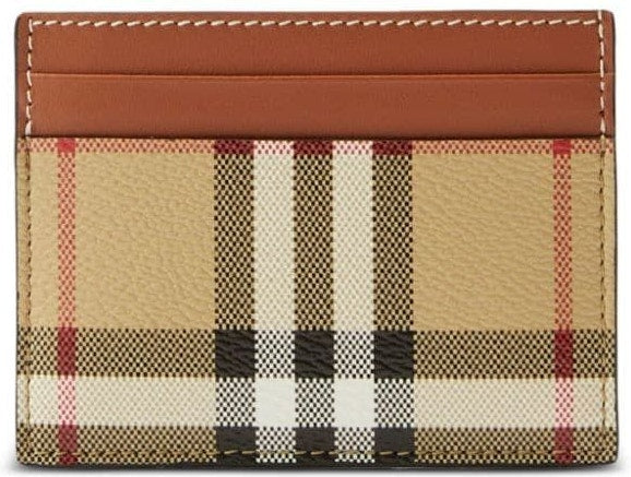 Burberry Women's Checkprint Leather Card Holder in Brown | Size UNICA | 8070418