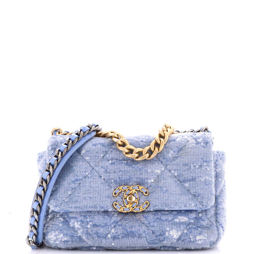 CHANEL 19 Flap Bag Quilted Sequins Medium