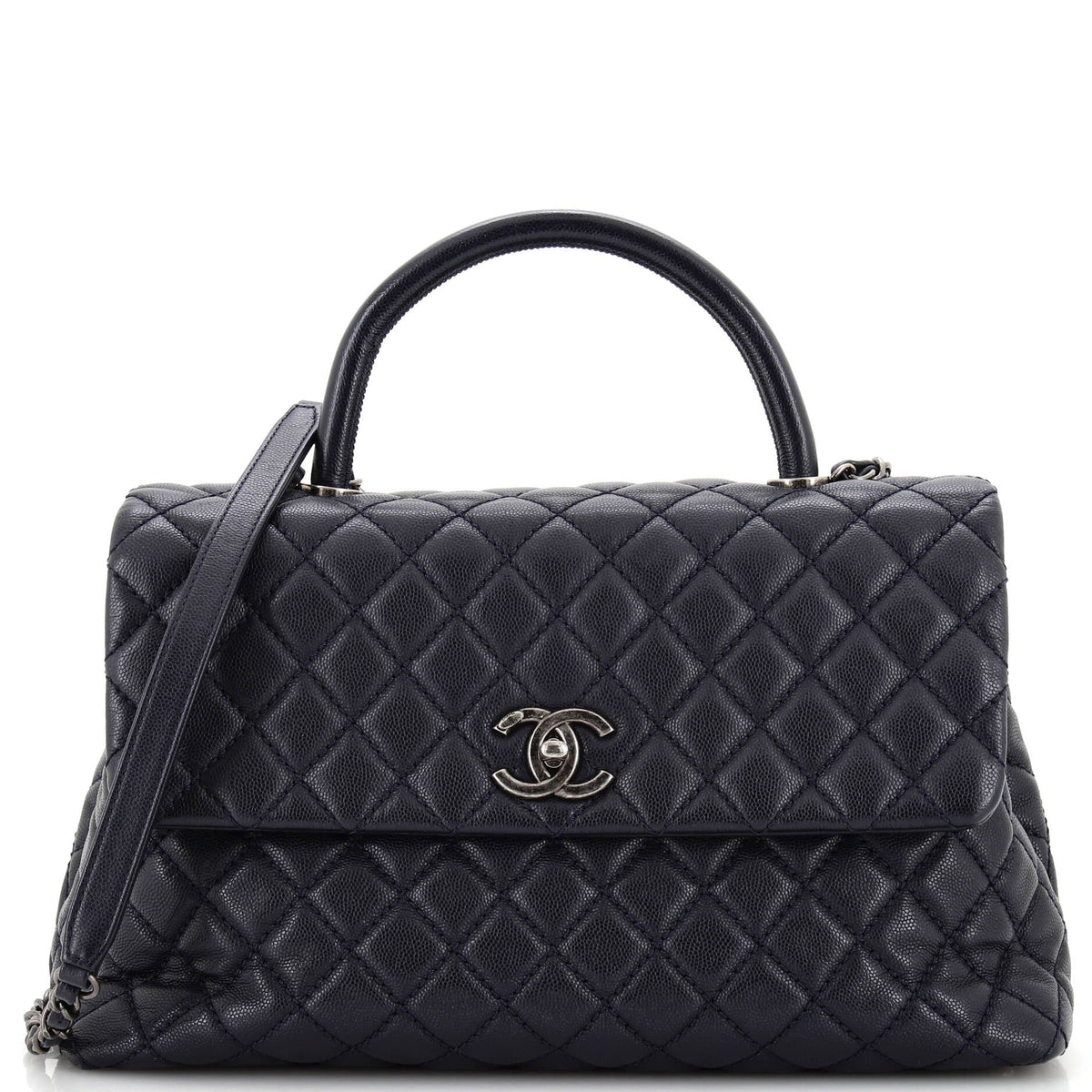 Chanel CHANEL Coco Top Handle Bag Quilted Caviar Medium