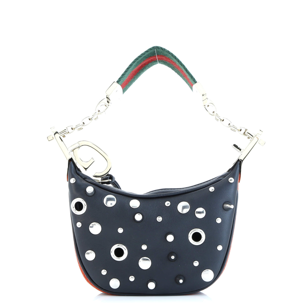 Gucci GUCCI Attache Shoulder Bag Grommet Embellished Leather Mini