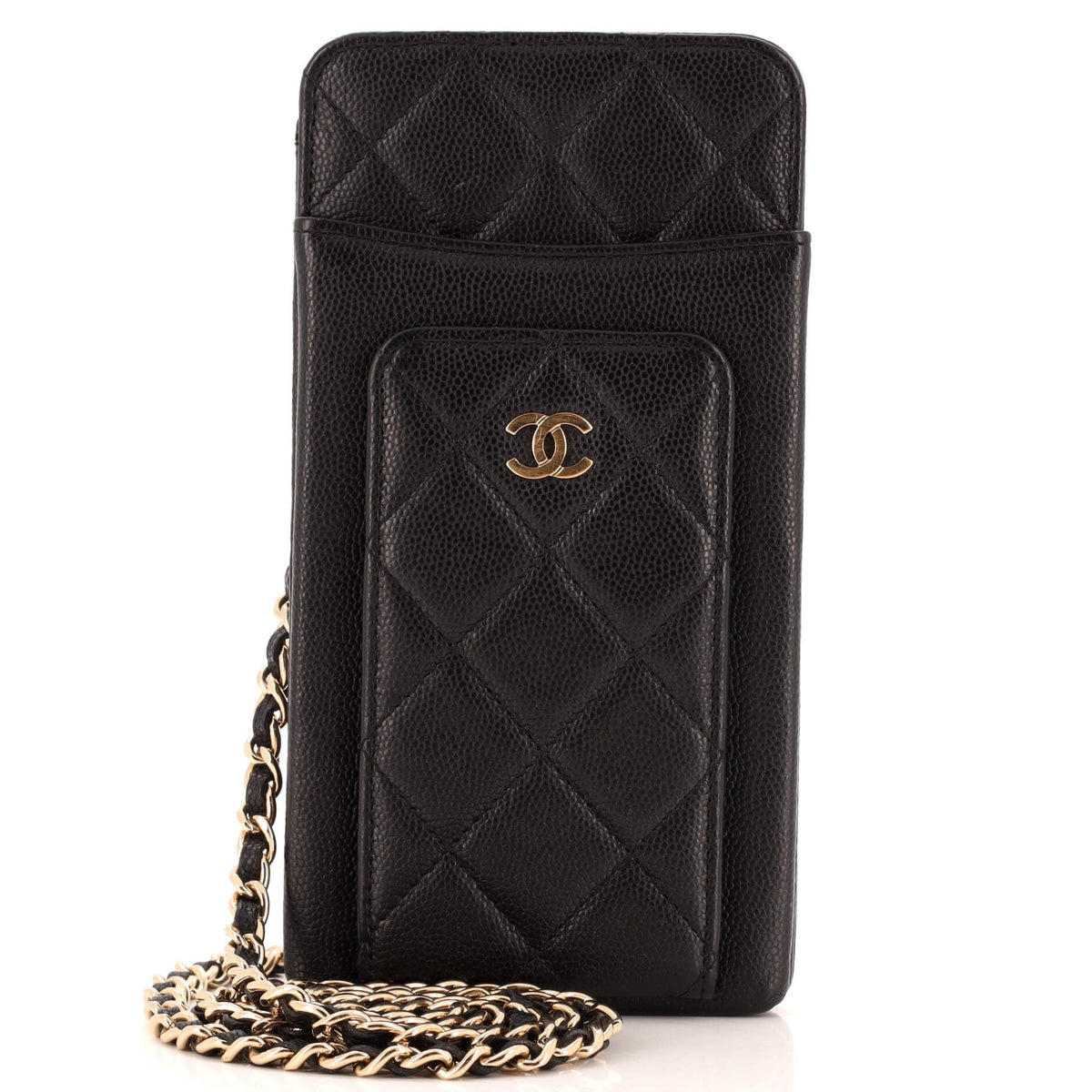 Chanel CHANEL O Phone Holder Crossbody Bag Quilted Caviar