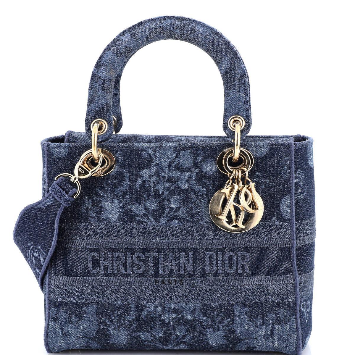 Christian Dior Lady D-Lite Bag Printed Denim Medium