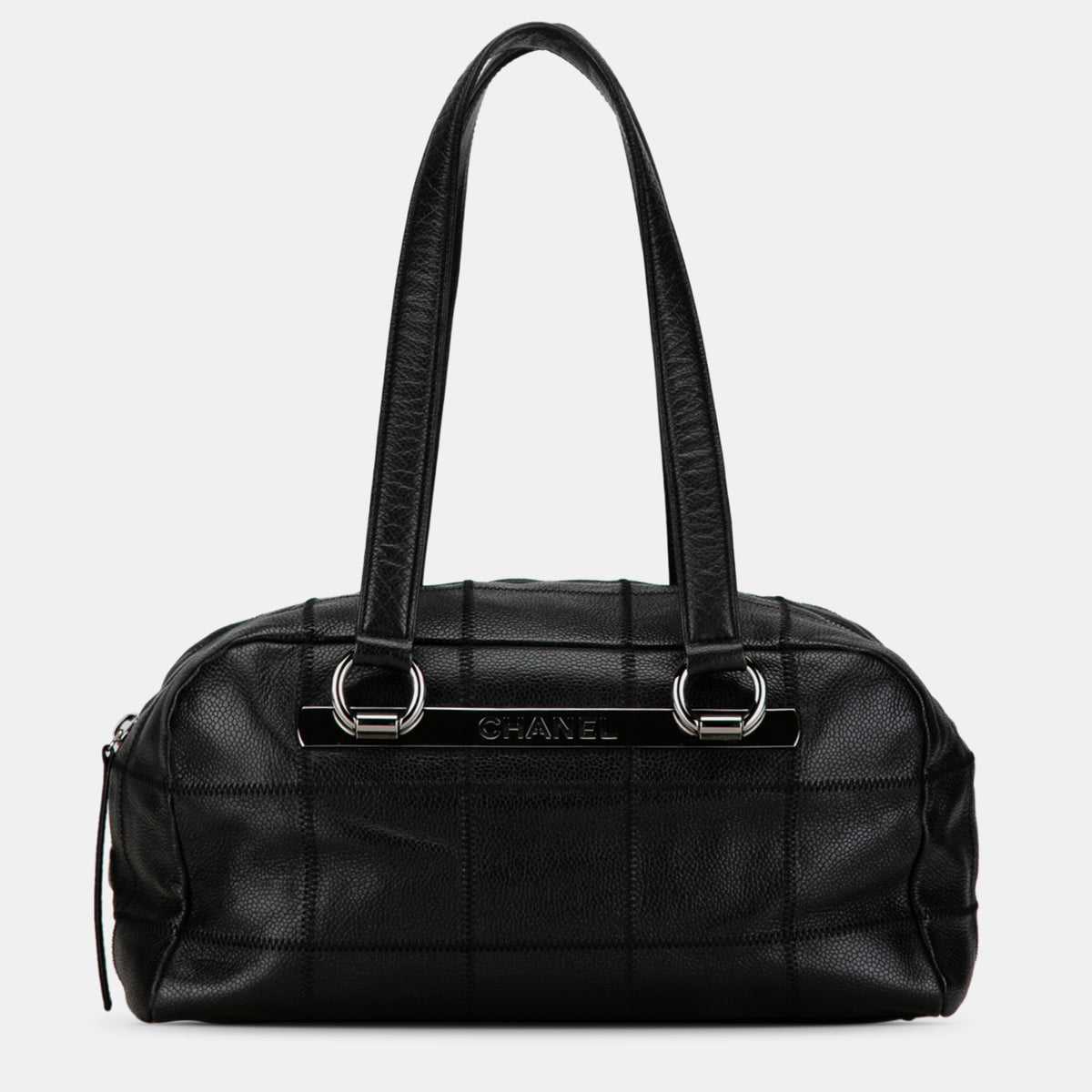 Chanel Choco Bar Caviar East West Bowler Bag