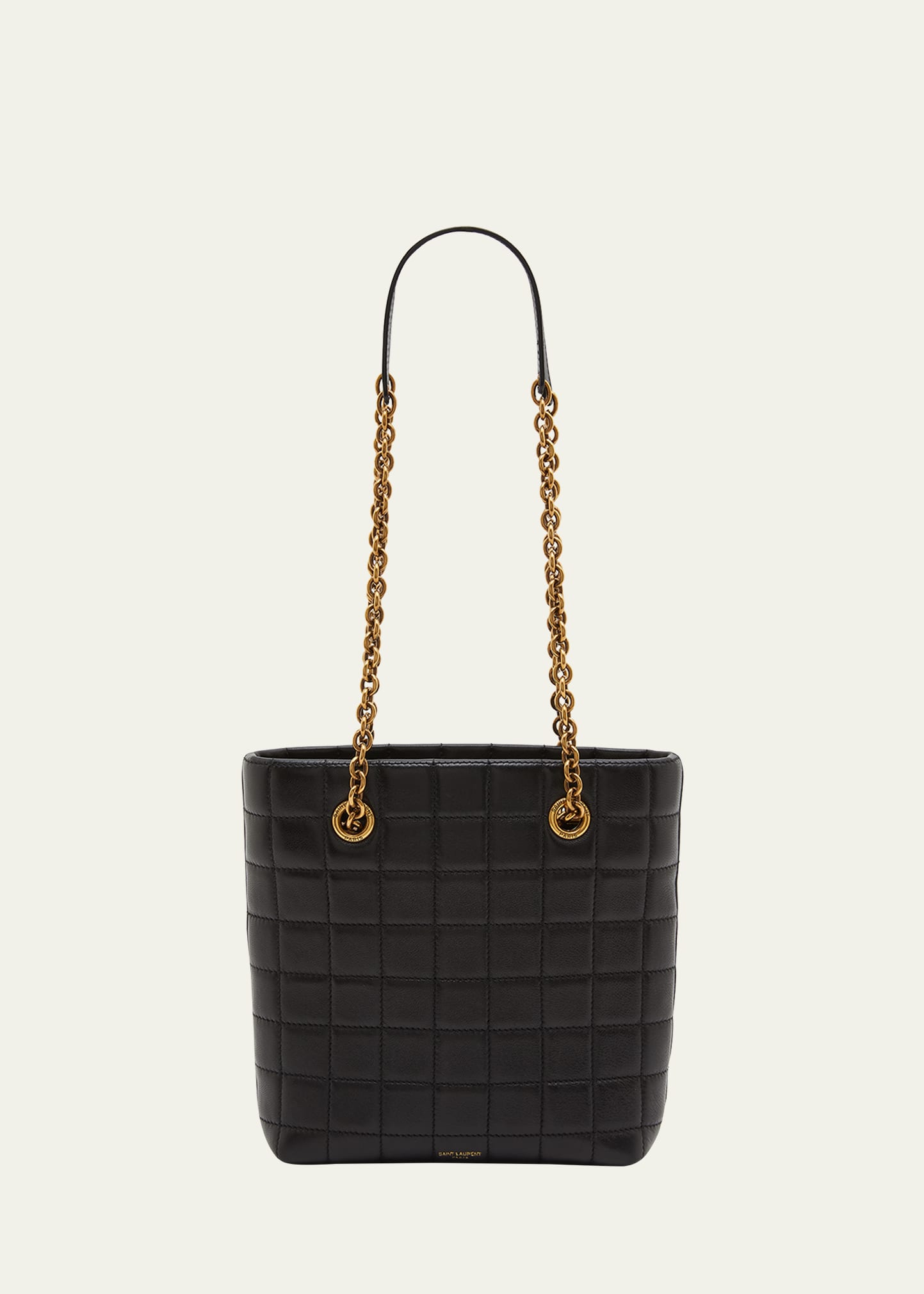 Saint Laurent Mini North-South Tote Bag in Quilted Smooth Leather