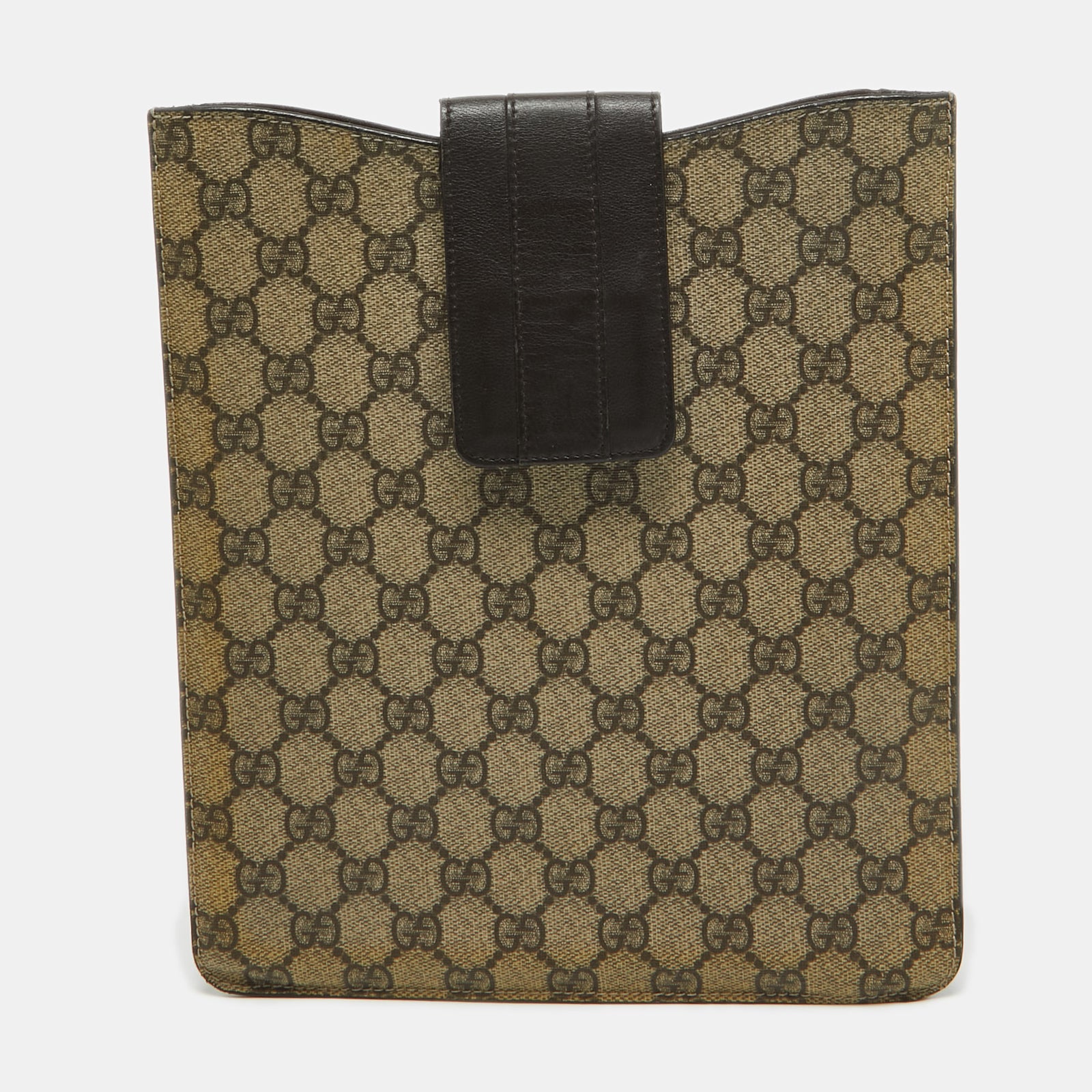 Gucci Beige/Brown GG Supreme Canvas and Leather iPad Case