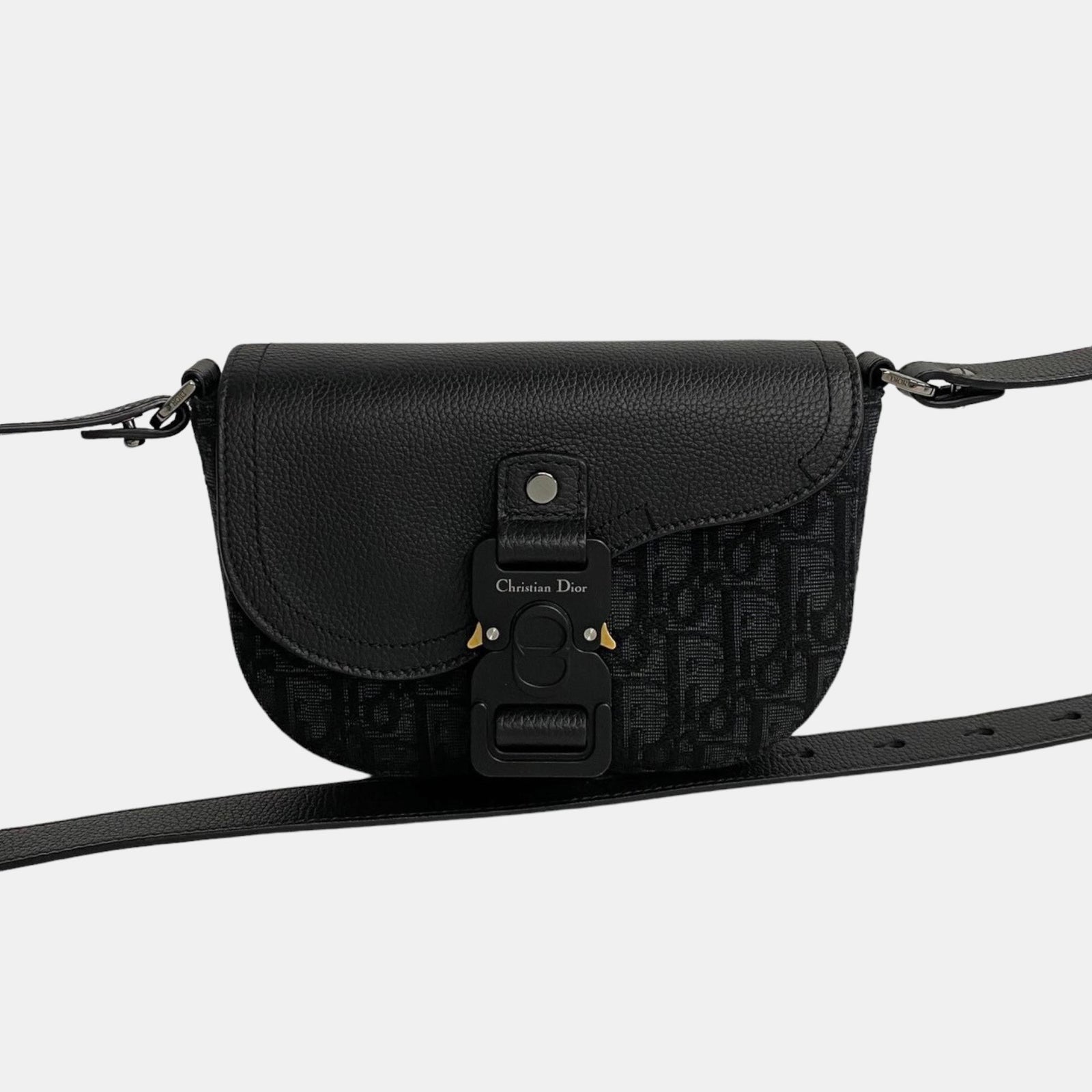 Dior Black Canvas Oblique Mini Saddle Crossbody Bag