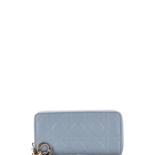 Lady Dior Zip Around Wallet Cannage Quilt Lambskin Long
