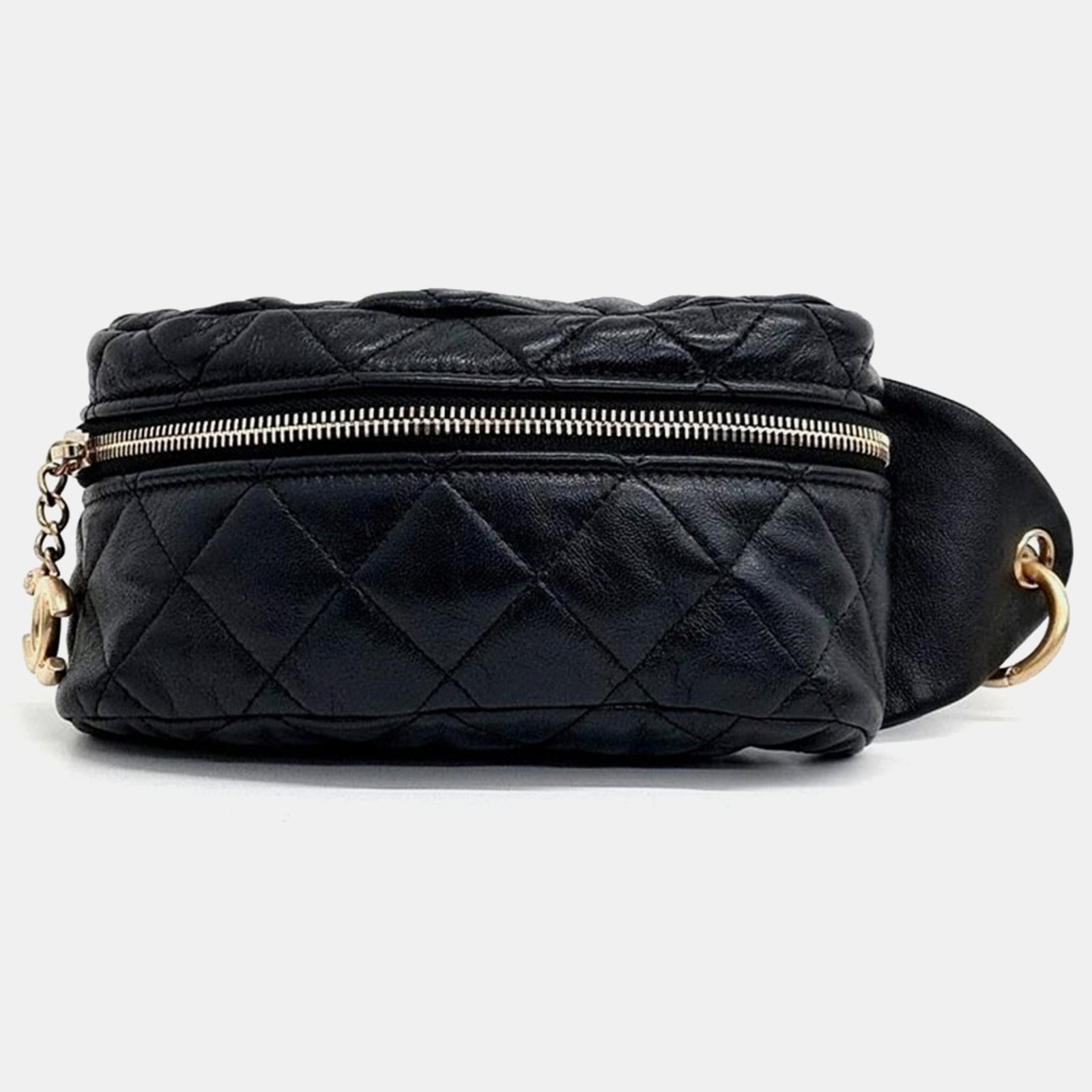 Chanel Sac ceinture en cuir matelassé noir