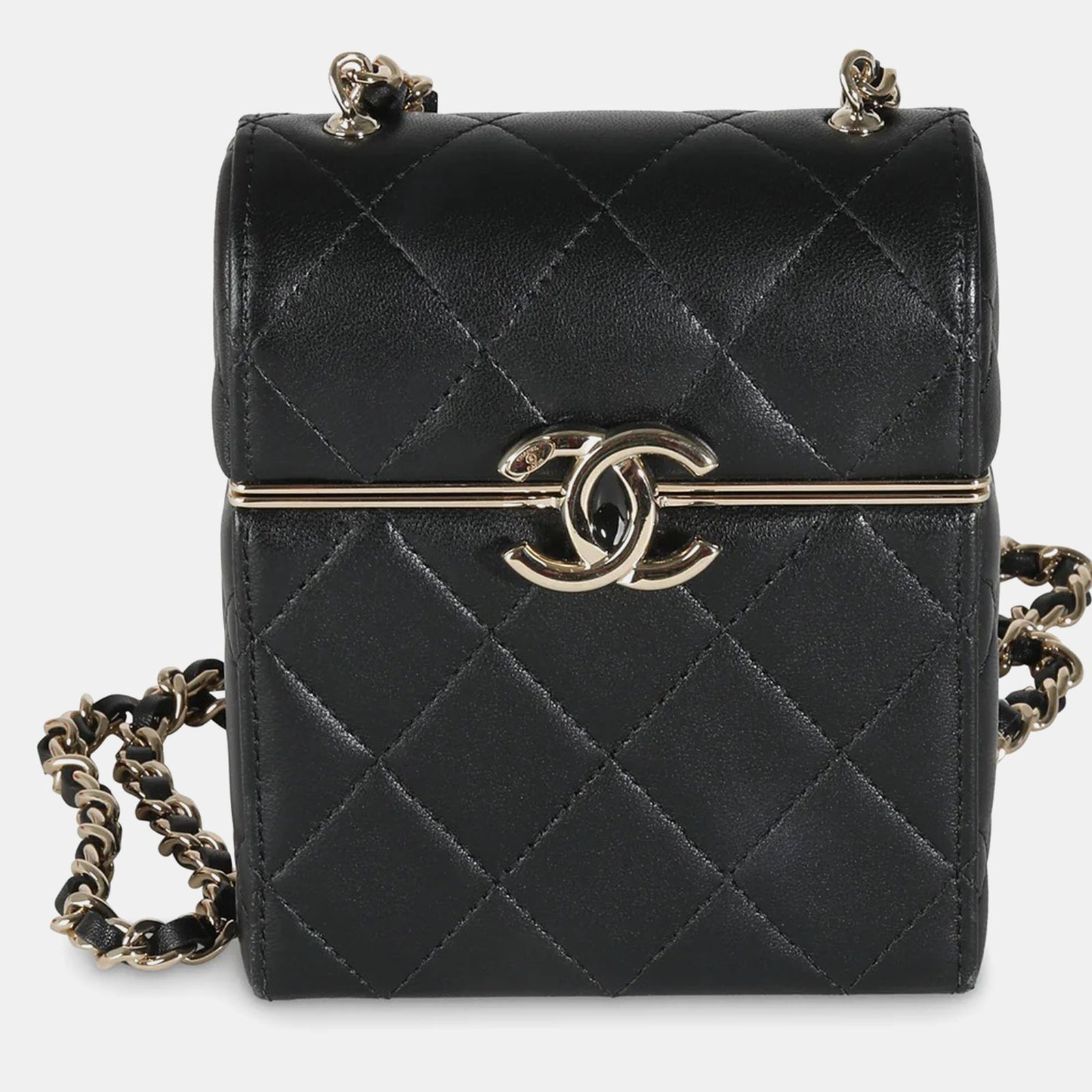 Chanel Sac bandoulière Vanity en cuir d'agneau matelassé noir avec chaîne