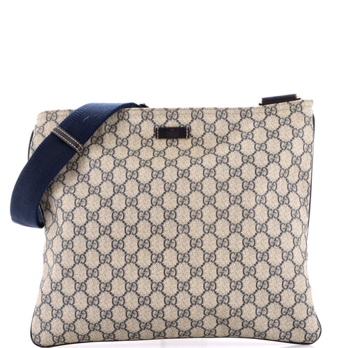 GUCCI Zip Top Messenger Bag GG Coated Canvas Large