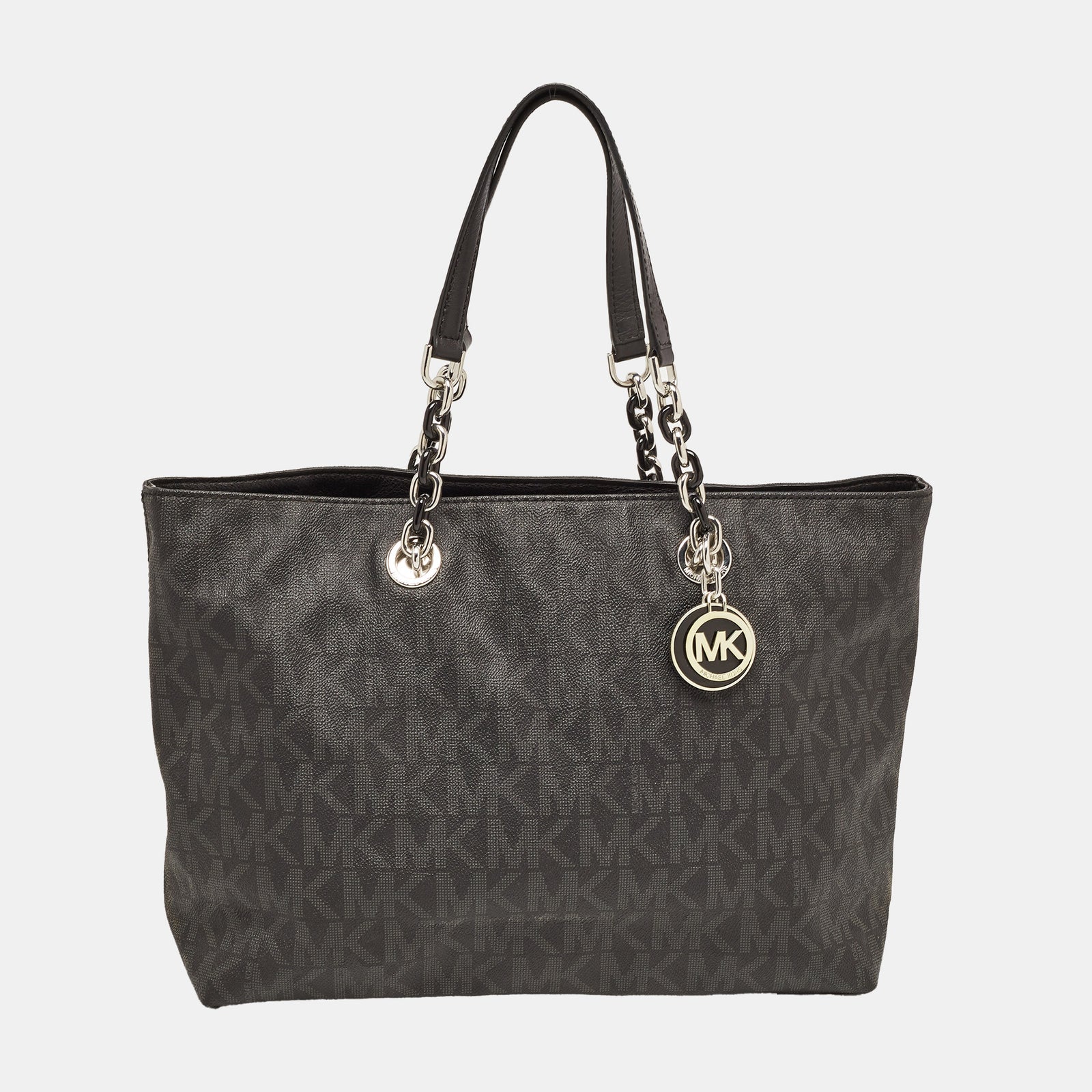 Michael Kors Black Signature Coated Canvas Cynthia Large Tote