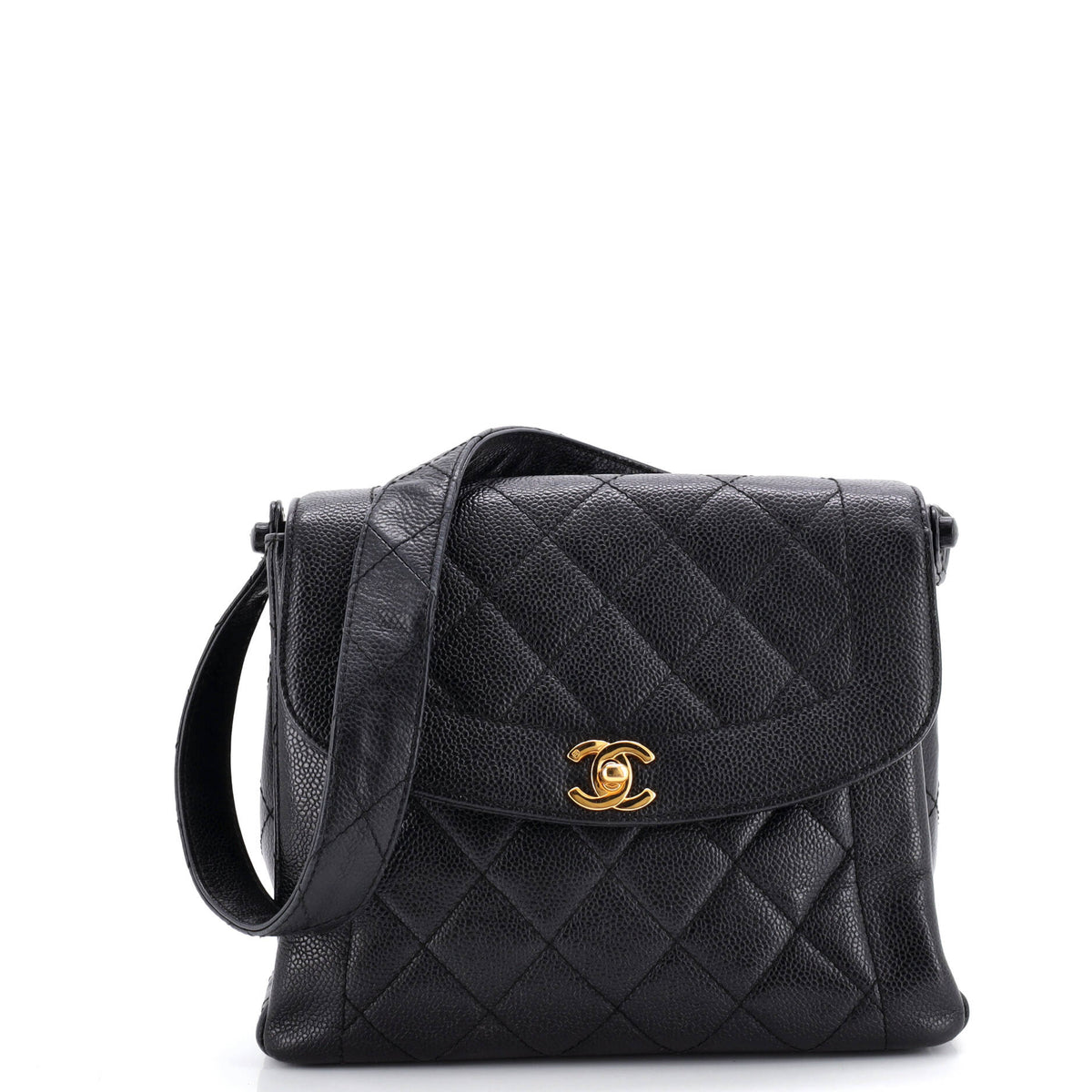 Chanel CHANEL Vintage CC Flap Shoulder Bag Quilted Caviar Medium