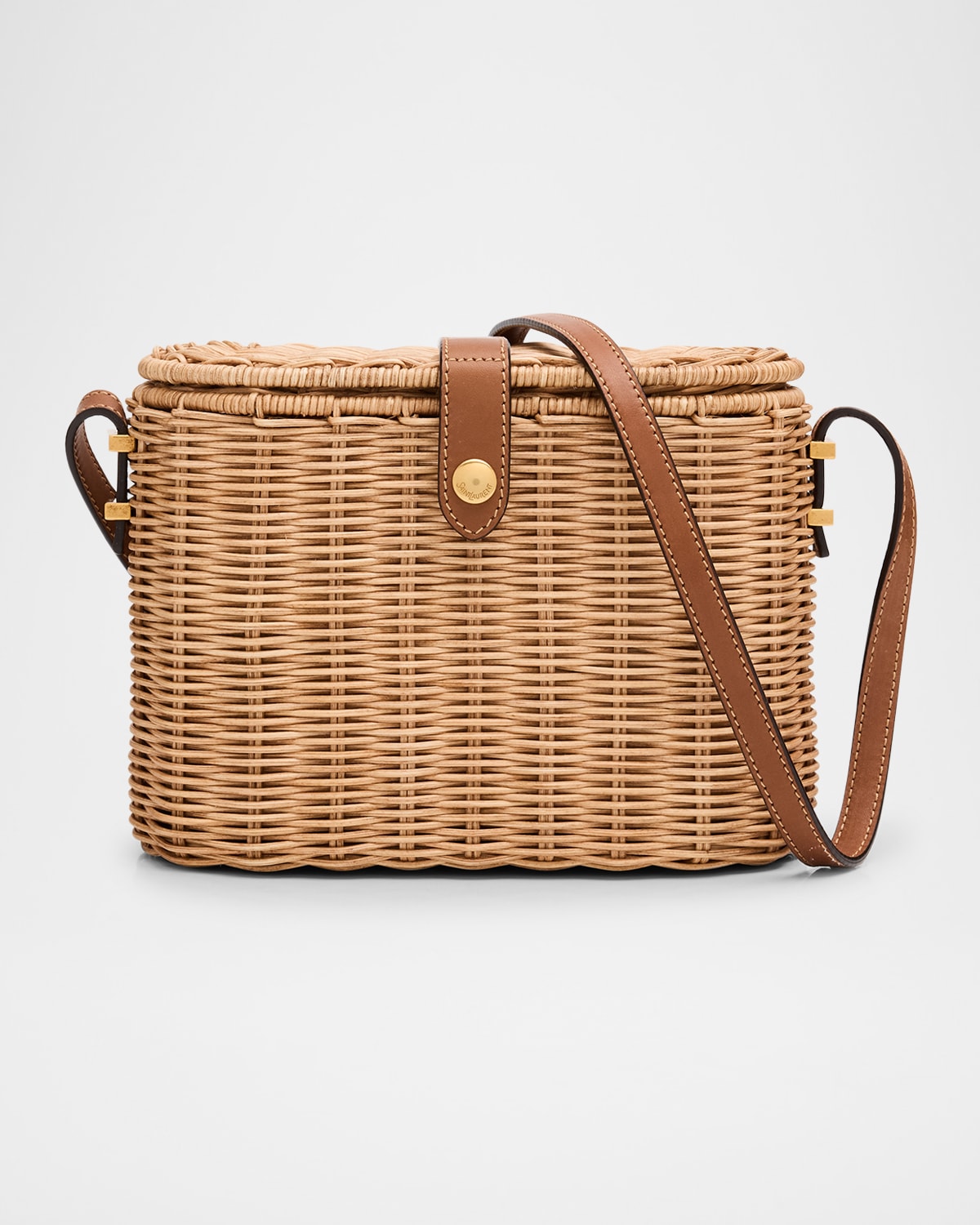 Saint Laurent Vanity Crossbody Bag in Wicker and Leather