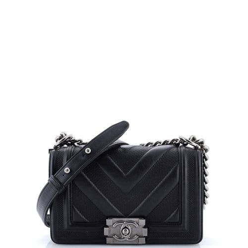 CHANEL Boy Flap Bag Perforated Chevron Lambskin Small