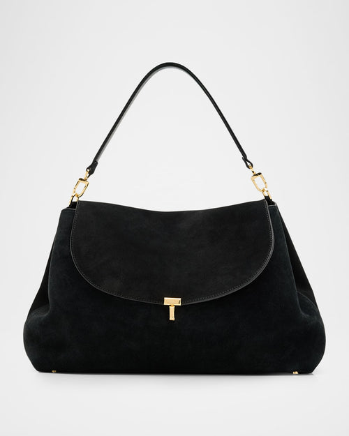 T-Lock Suede Shoulder Bag