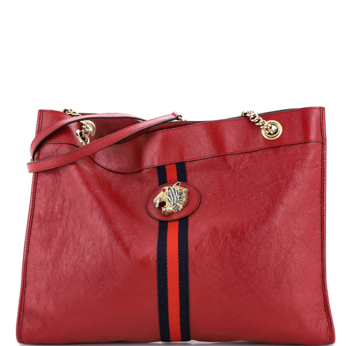 GUCCI Rajah Chain Tote Leather Large