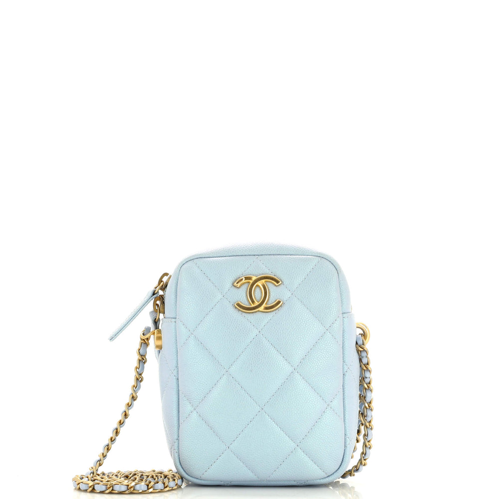 CHANEL My Perfect Adjustable Chain Camera Bag Quilted Iridescent Caviar Vertical