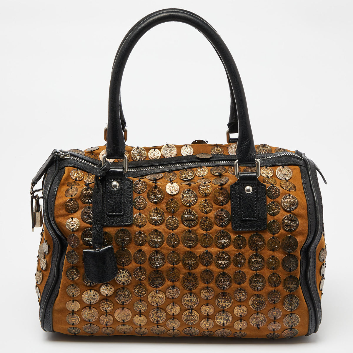 Etro Brown/Black Metal Metal Embellished Duffle Bag