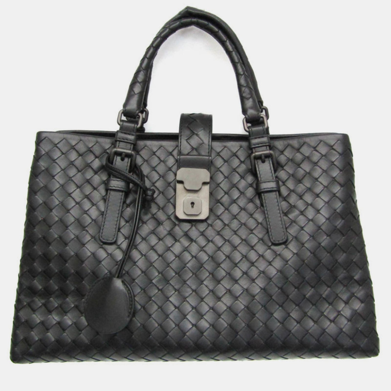 Bottega Veneta Black Intrecciato Leather Small Roma Tote Bag