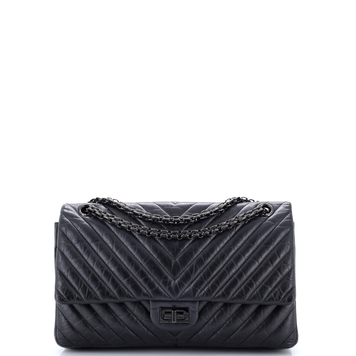 Chanel CHANEL So Black Reissue 2.55 Flap Bag Chevron Aged Calfskin 226