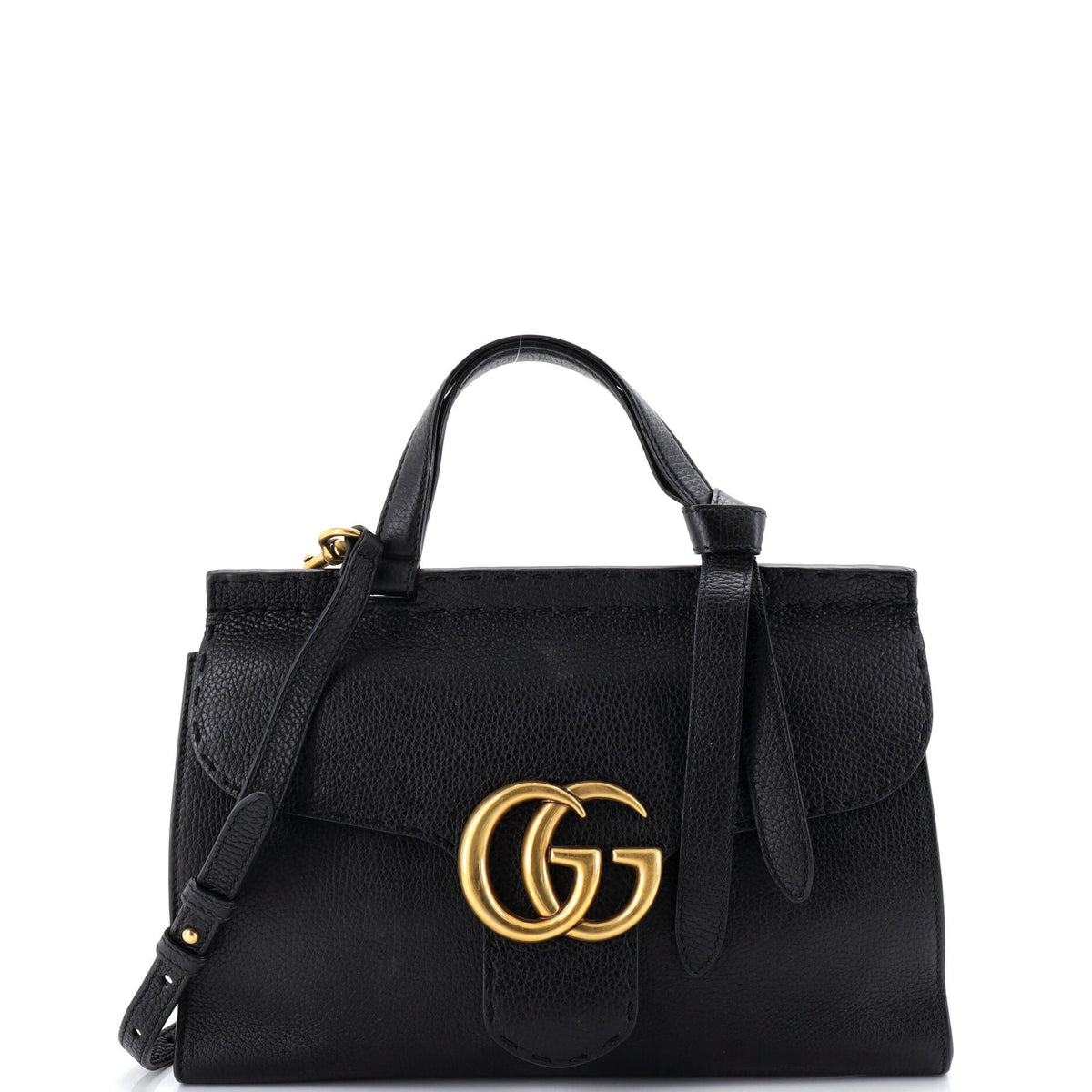 Gucci GUCCI GG Marmont Top Handle Bag Leather Small