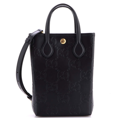 GUCCI Vertical Tote GG Embossed Leather Mini