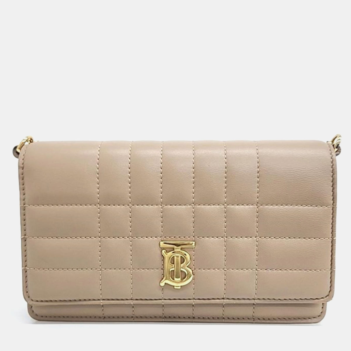 Burberry Beige Quilted Chain Crossbody Bag