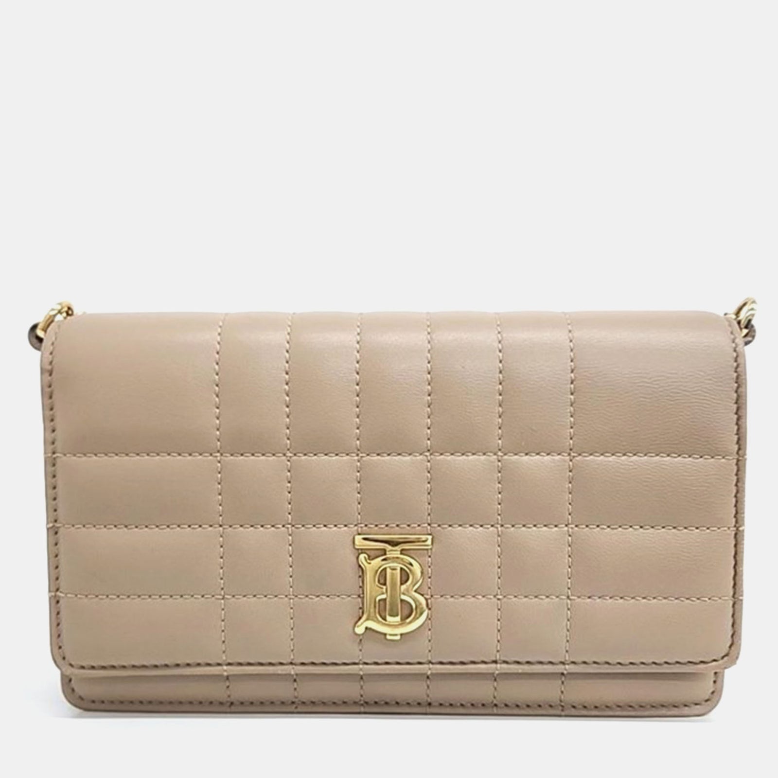 Burberry Beige Quilted Chain Crossbody Bag