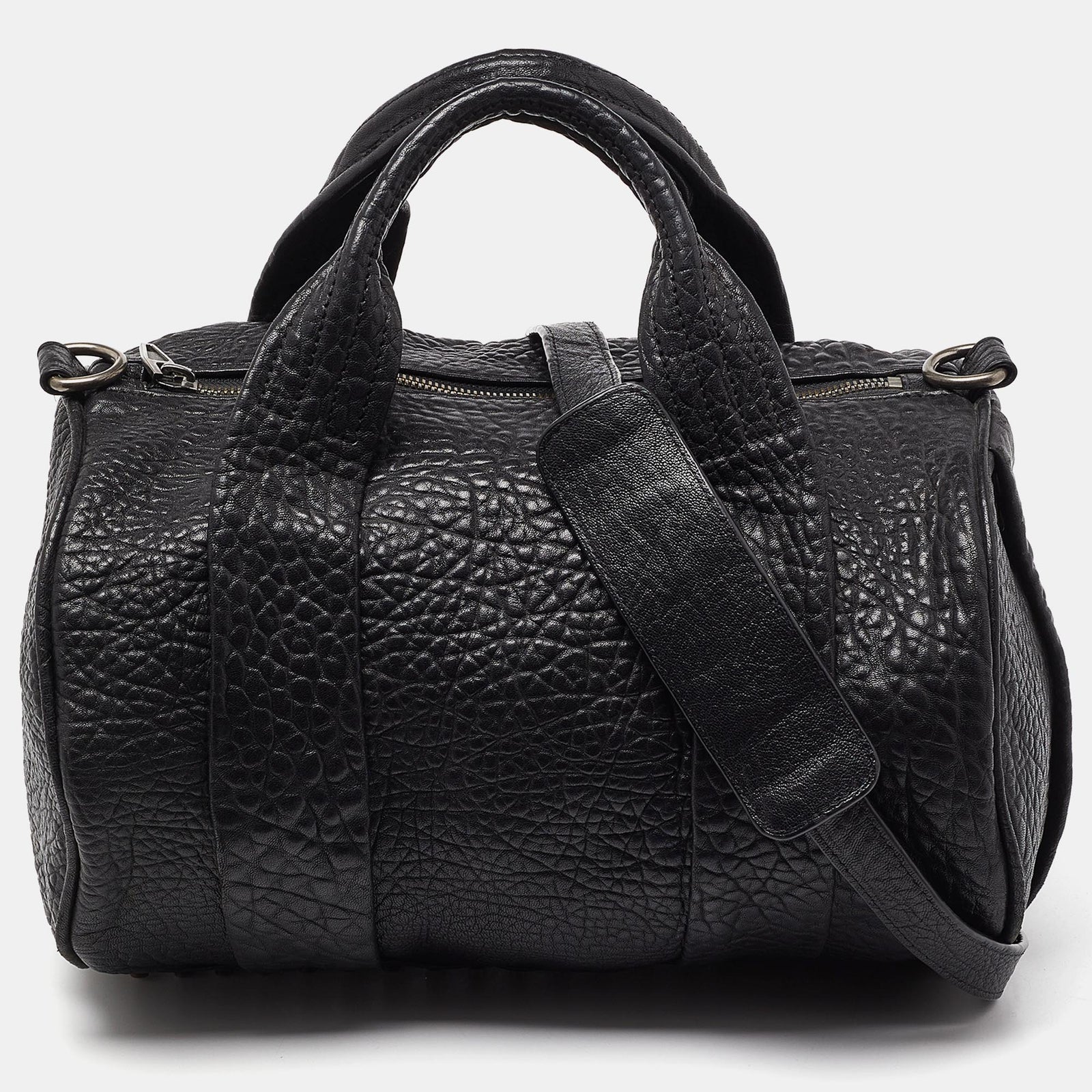 Alexander Wang Black Pebbled Leather Rocco Duffle Bag