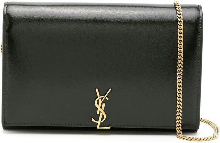Saint Laurent Women's Cassandre Logo Plaque Shoulder Bag in Nero/Nero | 66992103P2W1000
