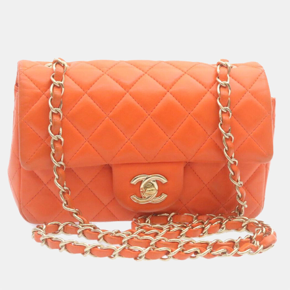 Chanel Orange Leather Mini Flap