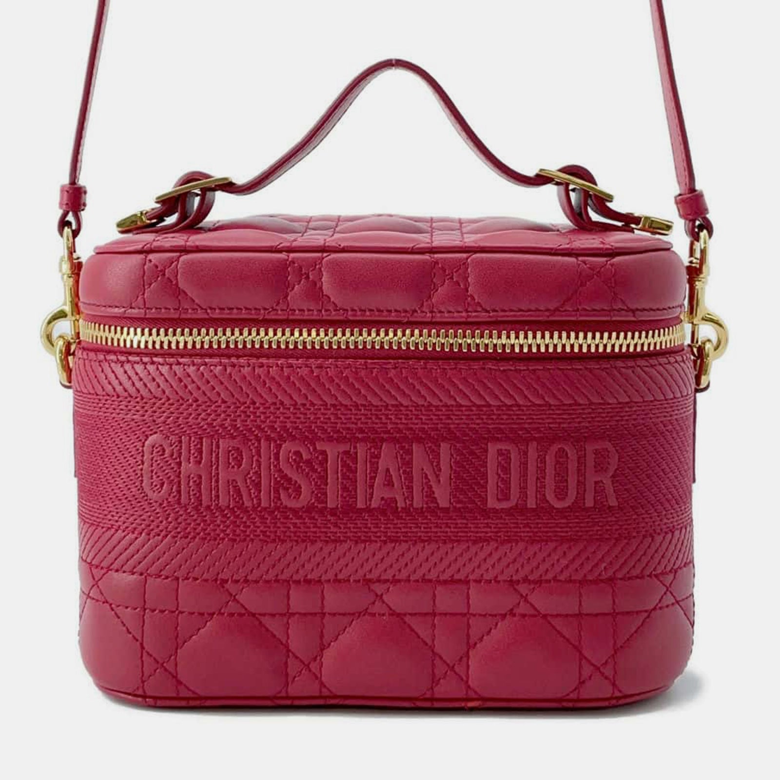 Dior Kosmetiktasche aus rotem Lammleder, Größe S