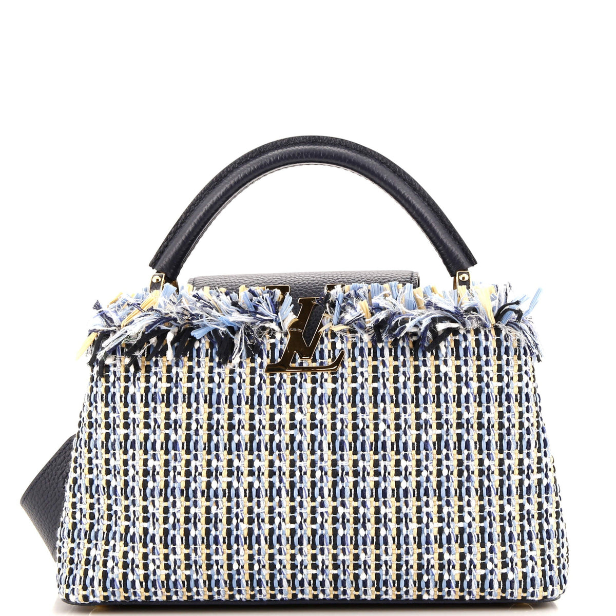 Louis Vuitton Capucines Bag Woven Raffia, Cotton Ribbon, and Silvery Threads MM