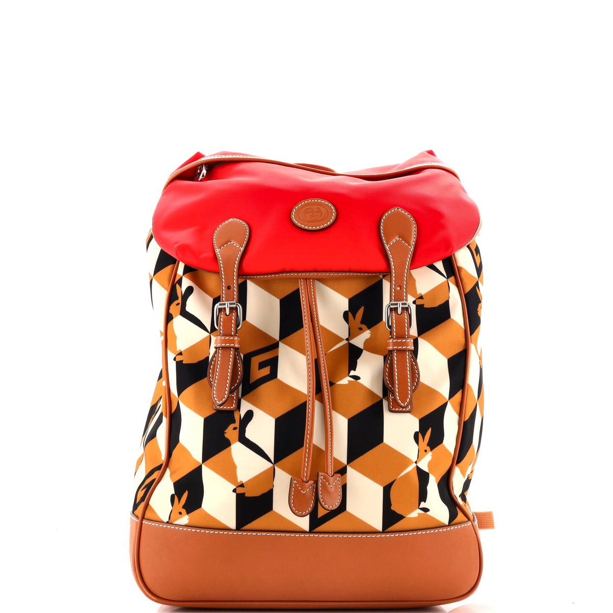 Gucci GUCCI Interlocking G Patch Flap Buckle Backpack Printed Nylon with Canvas and Leather
