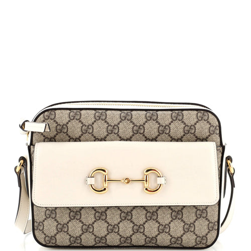 GUCCI Horsebit 1955 Flap Pocket Camera Bag GG Coated Canvas Small