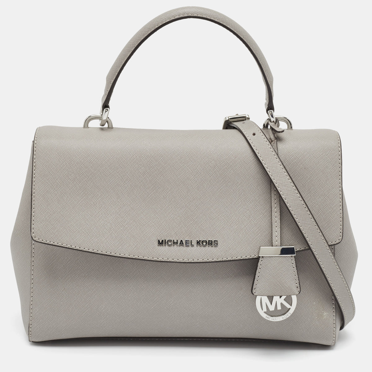 Michael Kors Grey Leather Medium Ava Top Handle Bag
