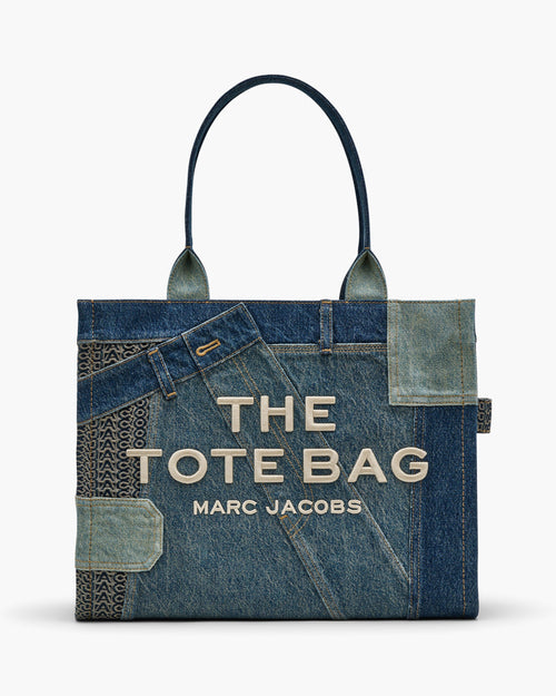 The Deconstructed Denim Large Tote Bag in Indigo Multi