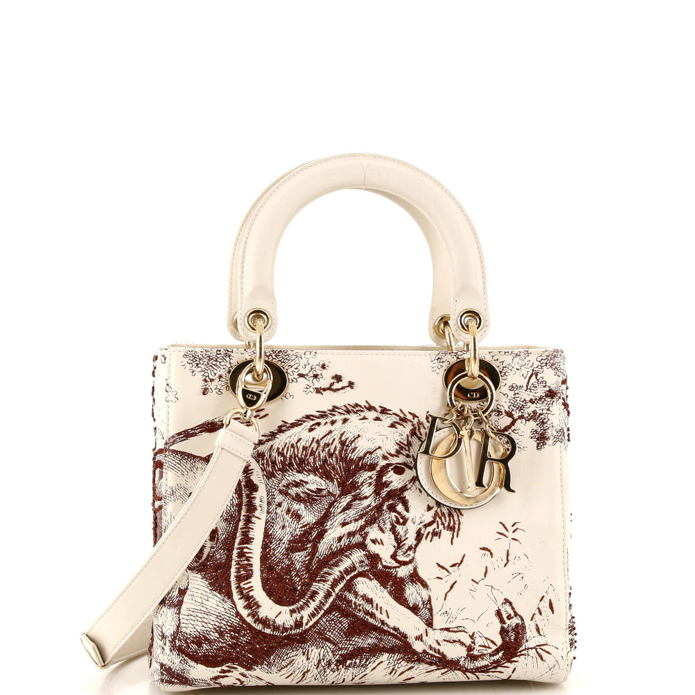 Toile de Jouy Lady Dior Bag Beaded Leather Medium