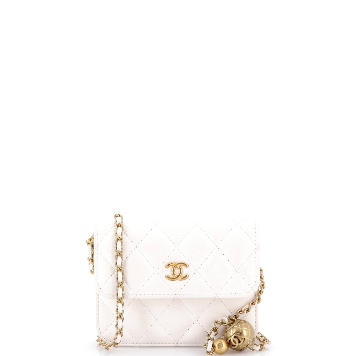 Chanel CHANEL Pearl Crush Flap Clutch with Chain Quilted Lambskin Mini