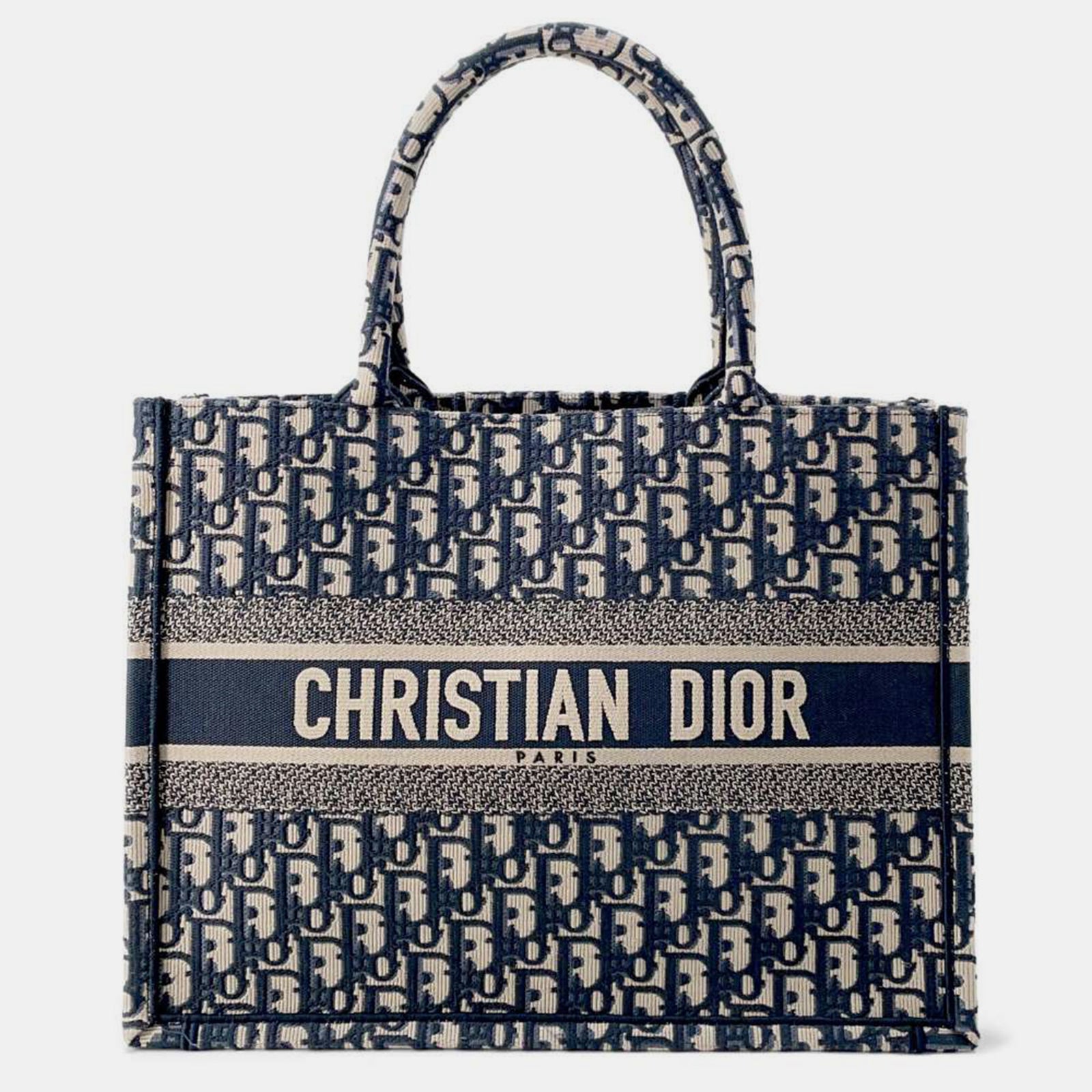 Dior Marineblaue schräge Einkaufstasche aus Canvas