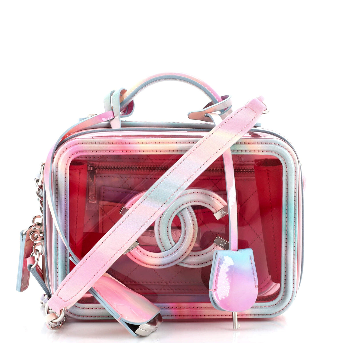 Chanel CHANEL Filigree Vanity Case PVC with Lambskin Small