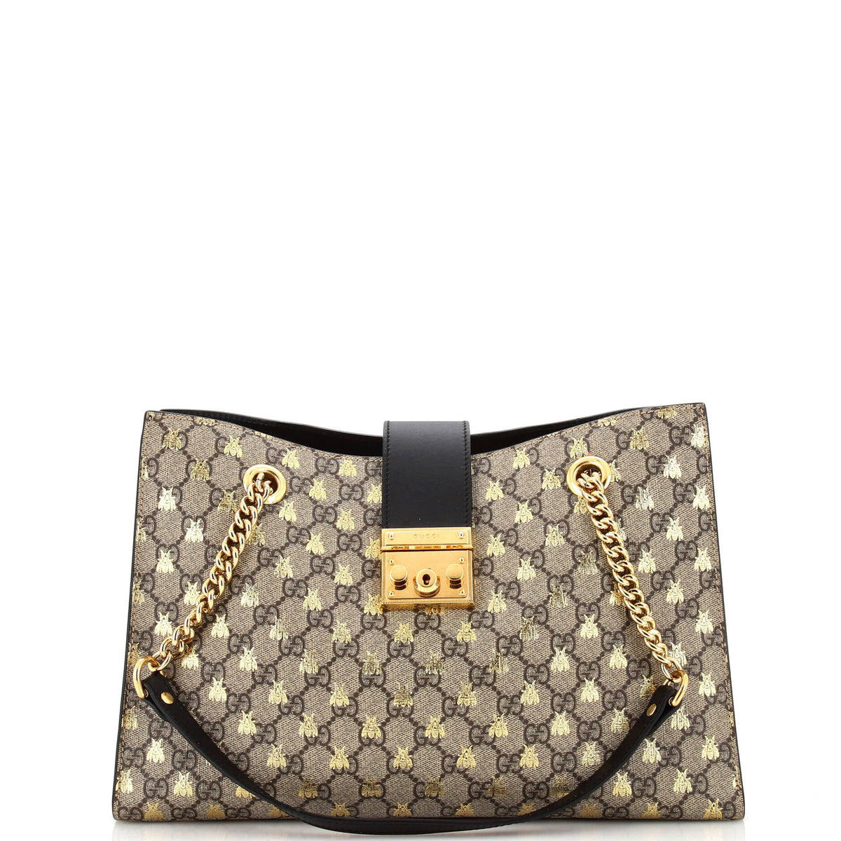 Gucci GUCCI Padlock Chain Tote Printed GG Coated Canvas Medium