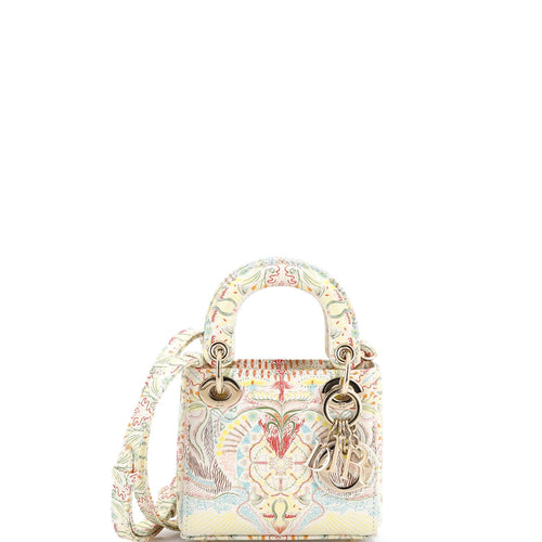 Lady Dior Bag Beaded Embroidered Leather Micro
