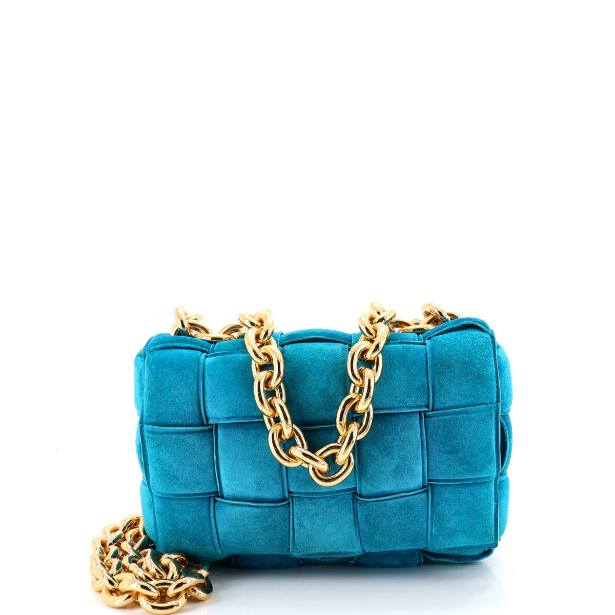 Bottega Veneta Cassette Chain Crossbody Bag Padded Maxi Intrecciato Suede