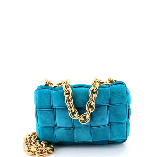 Cassette Chain Crossbody Bag Padded Maxi Intrecciato Suede